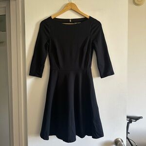 Kate Spade Black Boat Neck Ponte Mini Skater Dress with Pockets size XS EUC